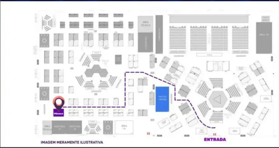 Mapa da feira com a localização da Mônaco no Stand 513